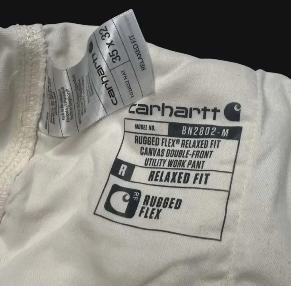 Carhartt Rugged Flex Canvas Double-Front Utility Work Pant Size 35x32 Natural